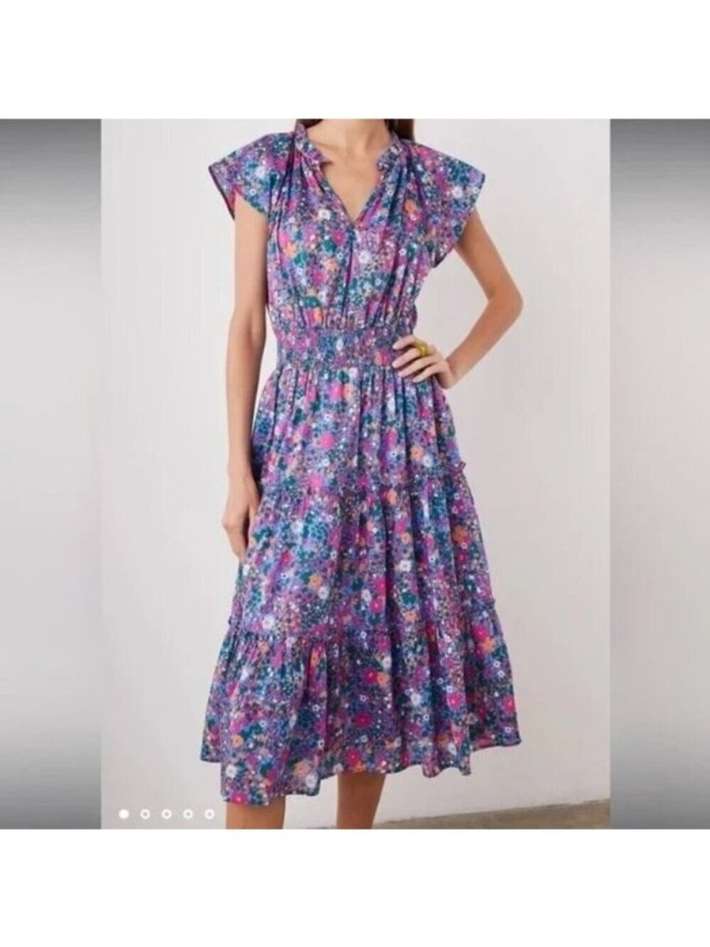 Rails Amelia Dress in Leilani Smocked Floral Midi Sundress Size Small